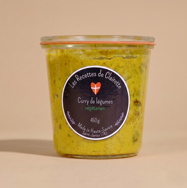 Bocal de Curry de légumes au lait de coco.