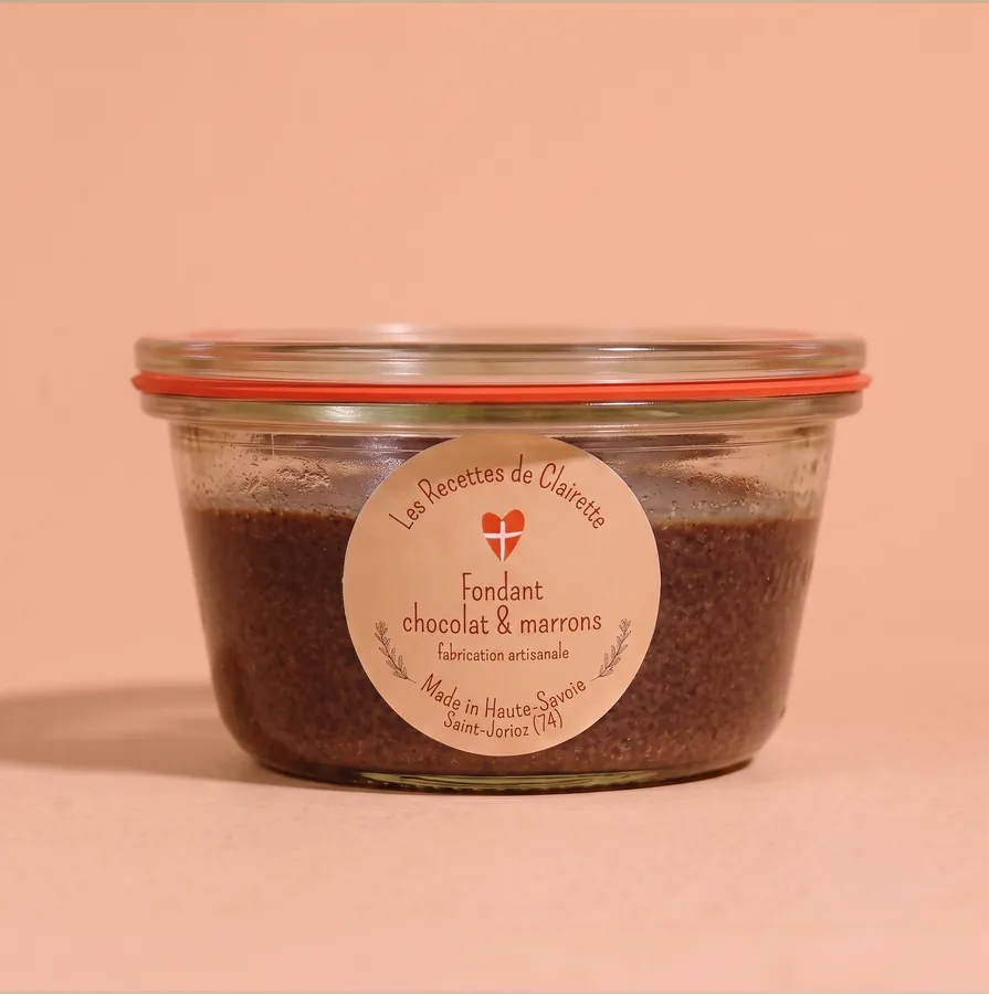 Bocal de Fondant chocolat-marrons.