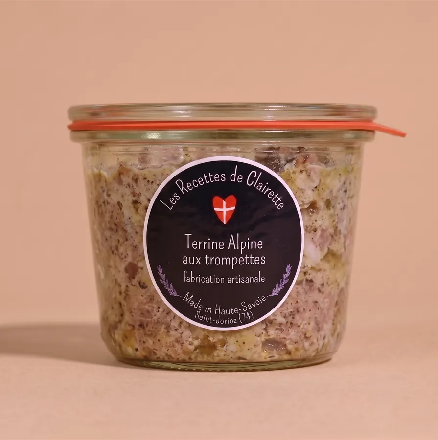 Bocal de Terrine Alpine aux trompettes.